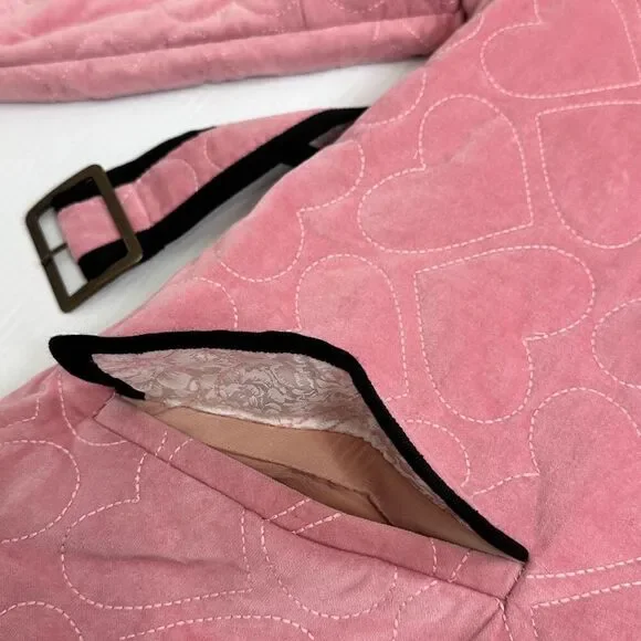 Hunter Bell Hightower Coat Pink Heart Quilted Velvet Factory Sample Sz 4 - Picture 15 of 16